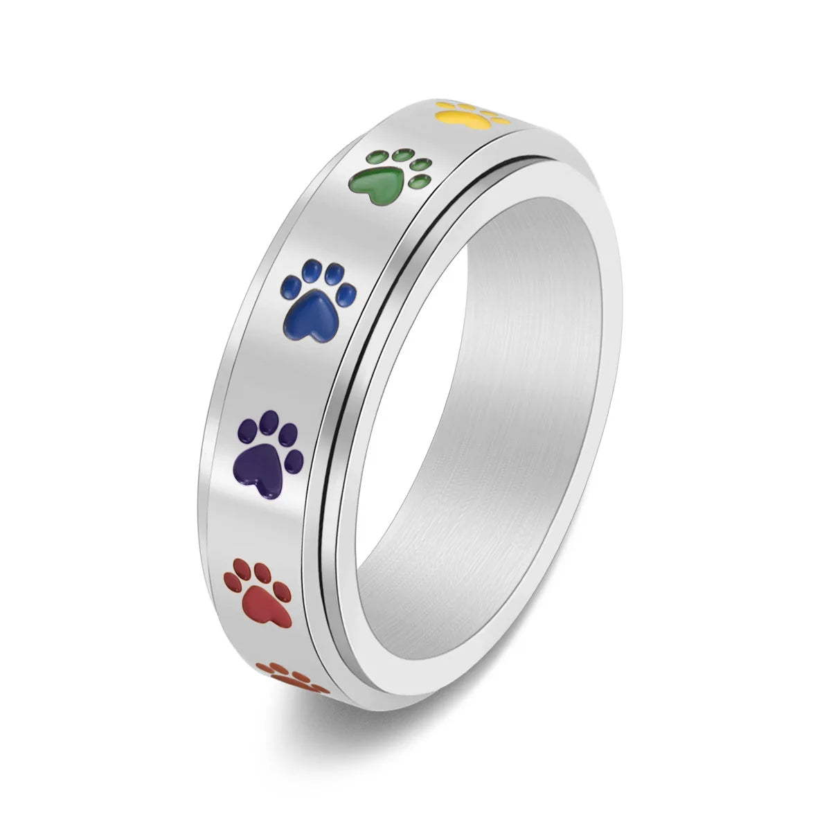 anti-stress rainbow paw fidget spinner ring