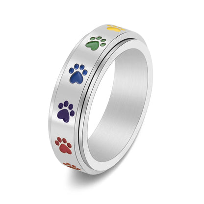 Anti-Stress Rainbow Paw Fidget Spinner Ring