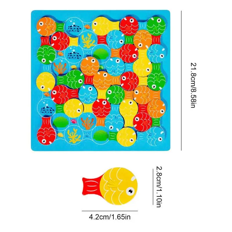 sensory wooden matching fish board game