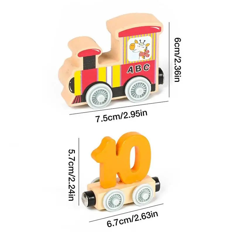 wooden magnetic number train set