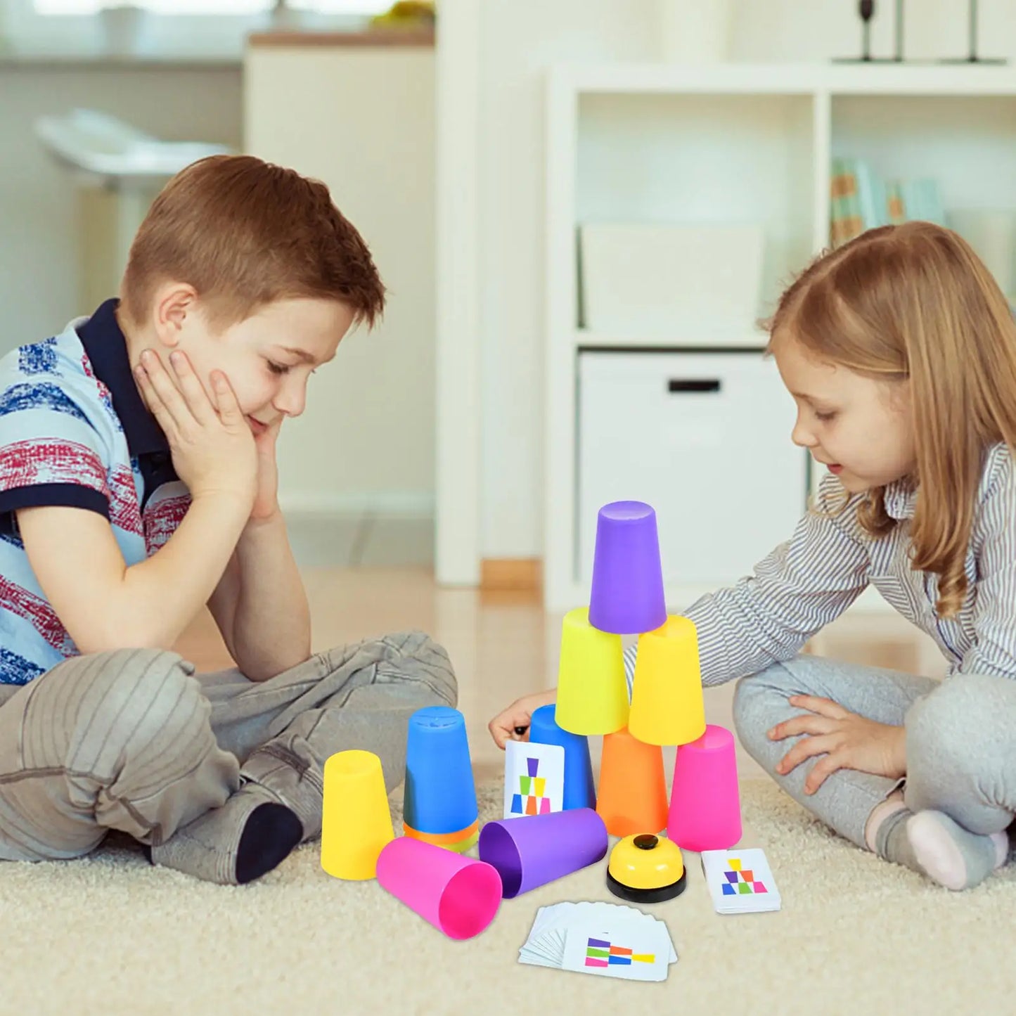 cup stacking interactive game