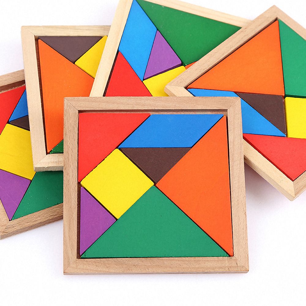 colorful wooden tangram jigsaw puzzle