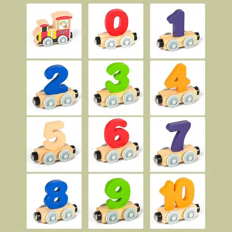 wooden magnetic number train set