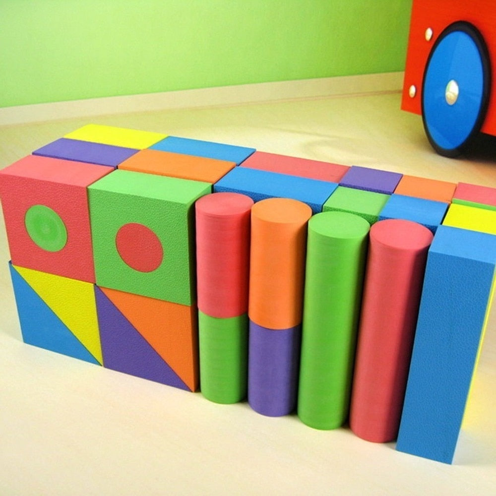 large colorful foam building blocks set