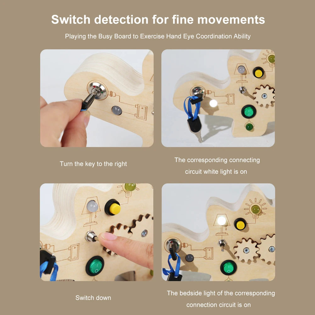 sensory wooden led busy board