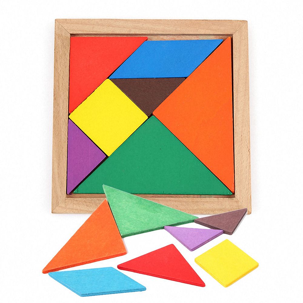 colorful wooden tangram jigsaw puzzle