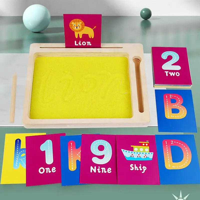 sensory sand number learning tray