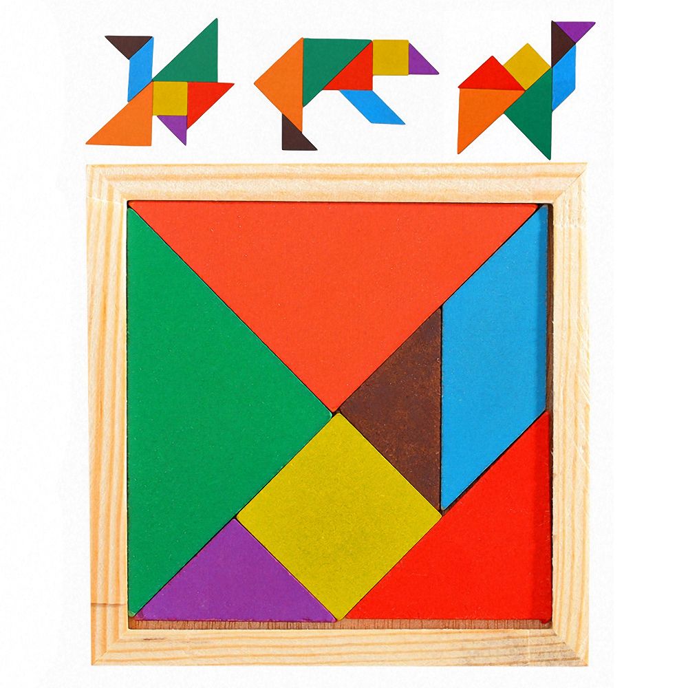 colorful wooden tangram jigsaw puzzle