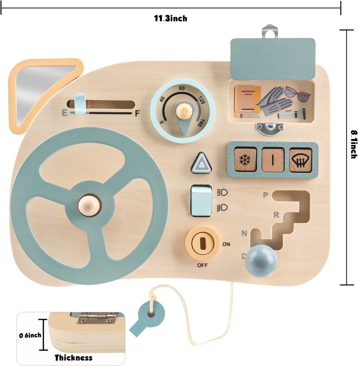 wooden steering wheel sensory board