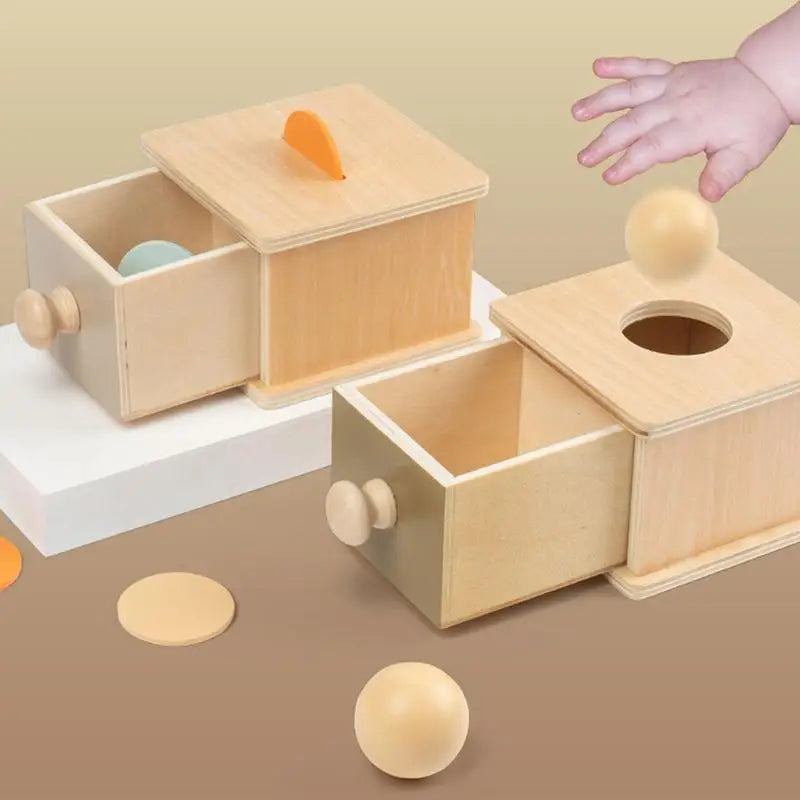 sensory wooden coin or ball box