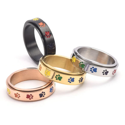 Anti-Stress Rainbow Paw Fidget Spinner Ring