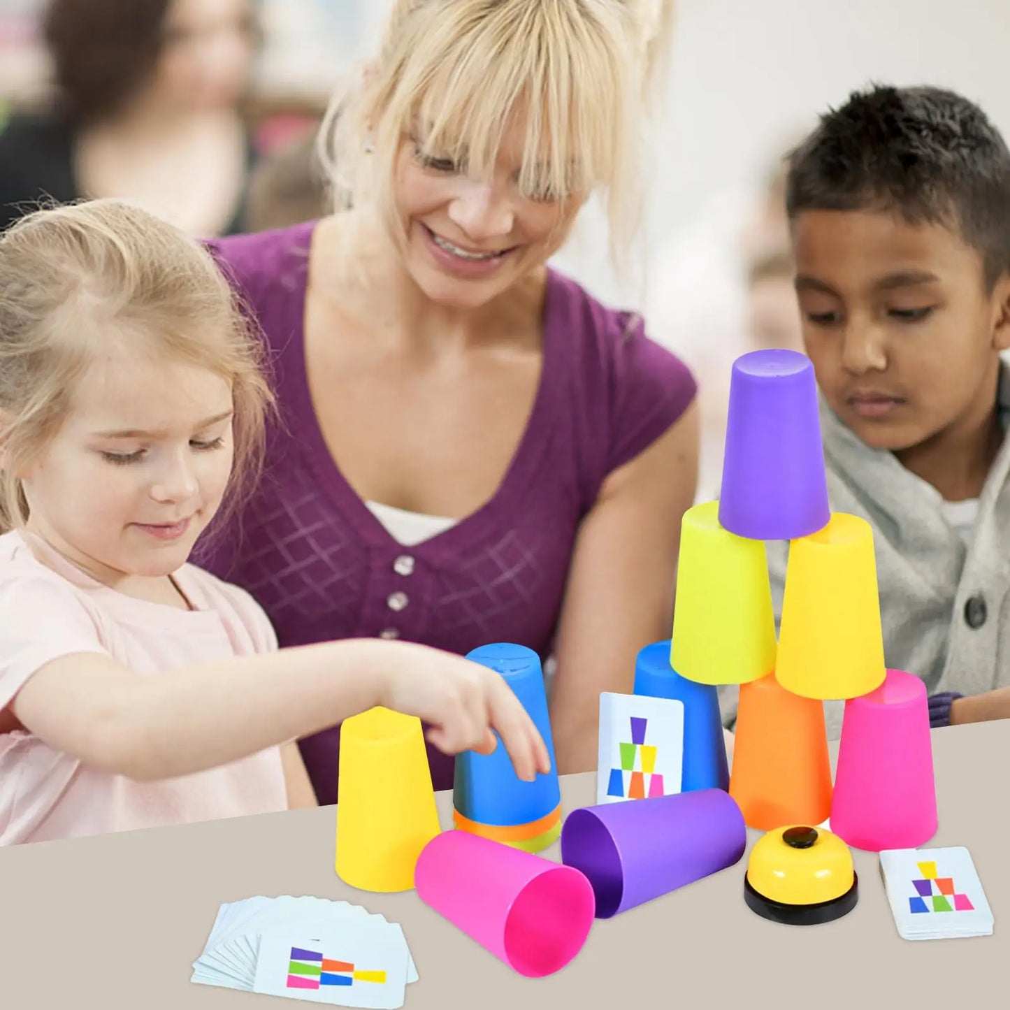 cup stacking interactive game