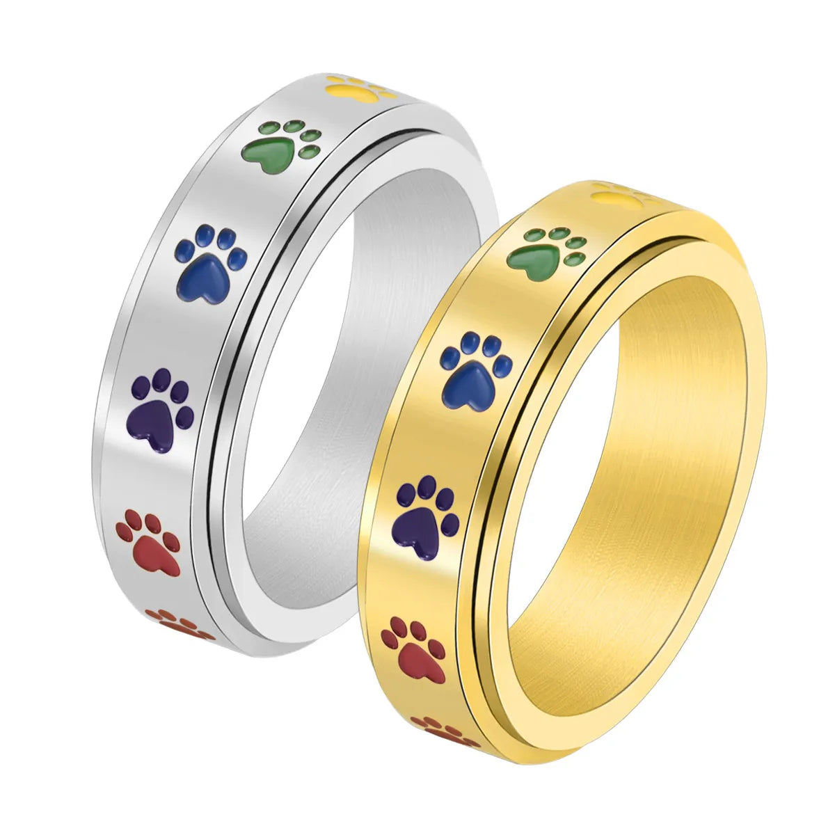 anti-stress rainbow paw fidget spinner ring