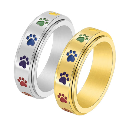 Anti-Stress Rainbow Paw Fidget Spinner Ring