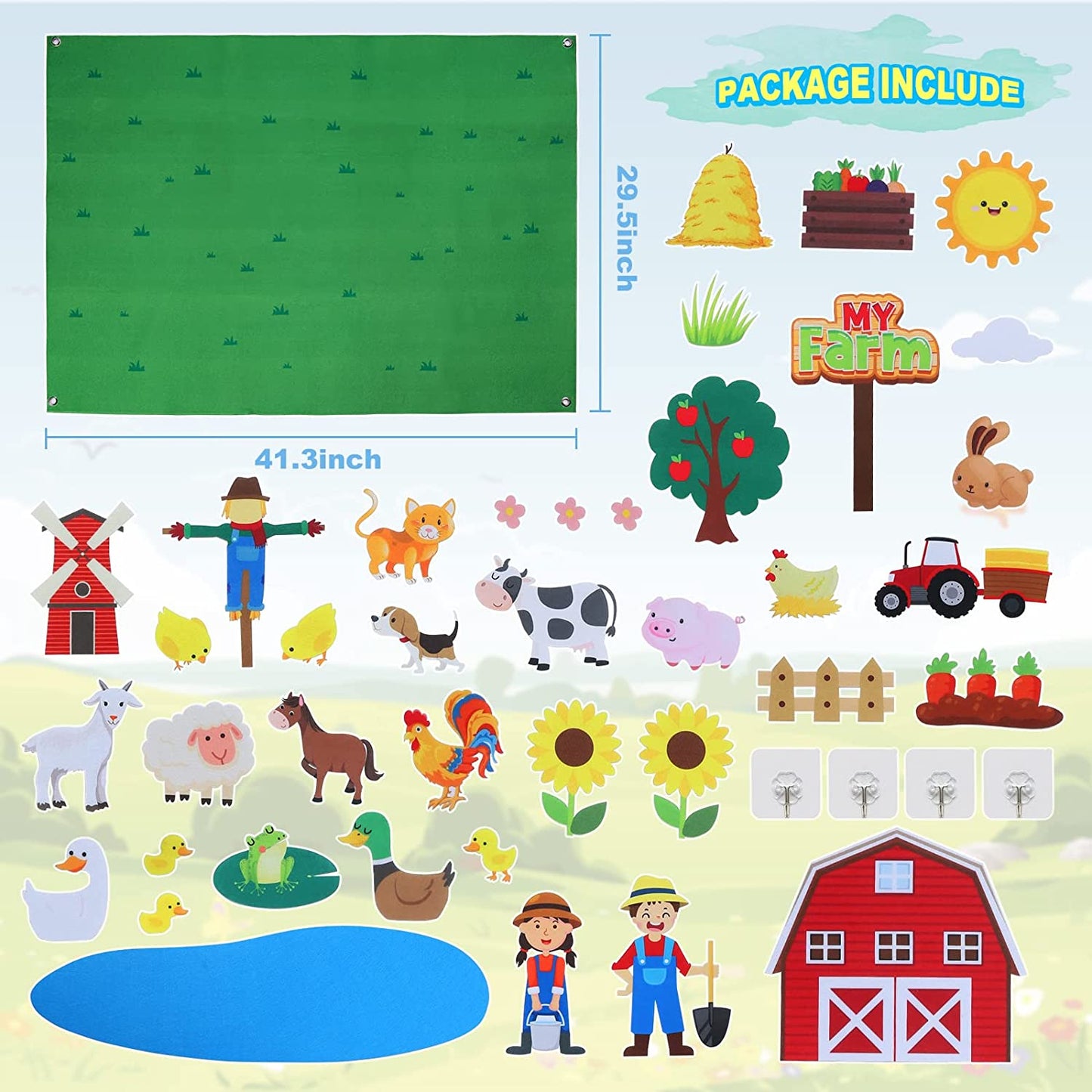 farm animals felt wall story busy board